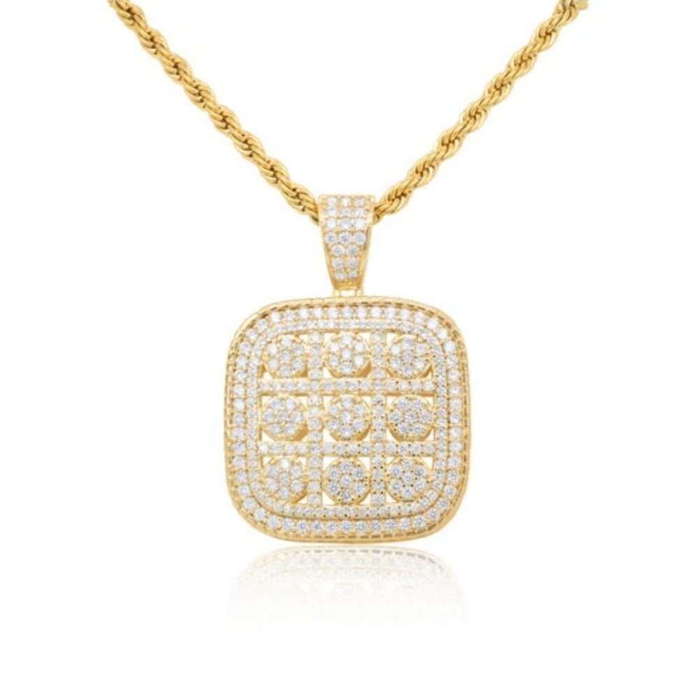 Fully Iced Out Dog Tag 14k Gold Finish & 24" Chain